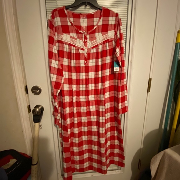 red and white long sleeve plaid flannel pajamas - Picture 1 of 9